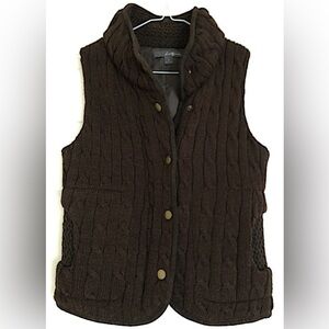 🤎 BROWN CABLE KNIT LINED ZIP UP VEST